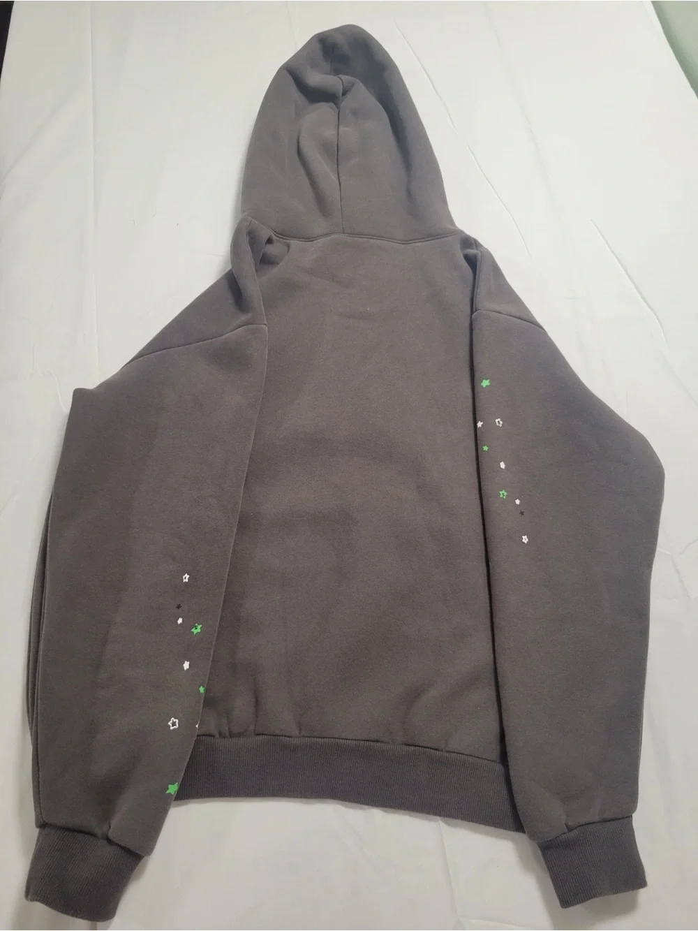 Kids Gray Hoodie with Neon Green Spider Web Graphic